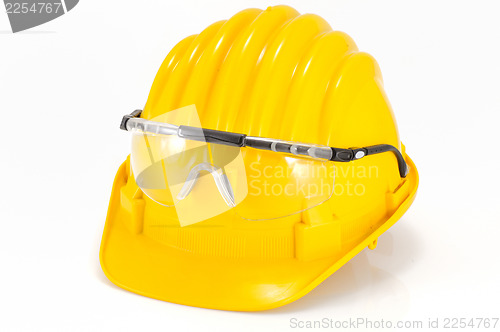 Image of safety helmet and glasses