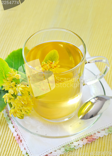 Image of Cup of tea and linden flowers 