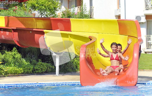 Image of Children on water slide