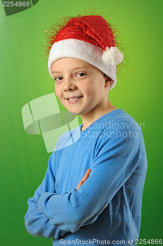 Image of boy with Santa Claus Hat