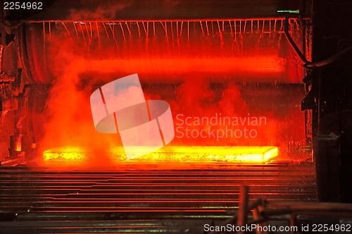 Image of hot steel on conveyor