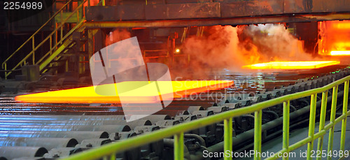 Image of hot steel on conveyor