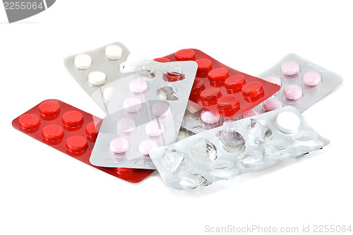Image of Different pills in blisters, isolated