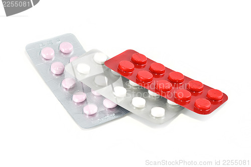 Image of Different pills in blisters, isolated