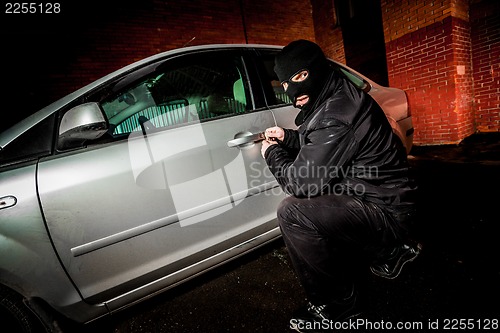 Image of Car thief in a mask.