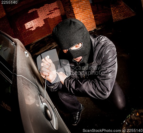 Image of Car thief in a mask.