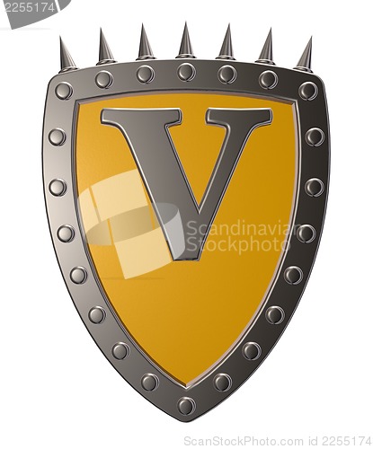 Image of shield with letter v