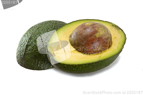 Image of Halved avocado isolated on white background