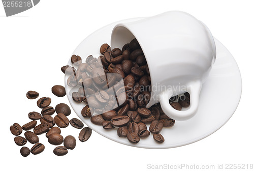 Image of White cup with coffee grains