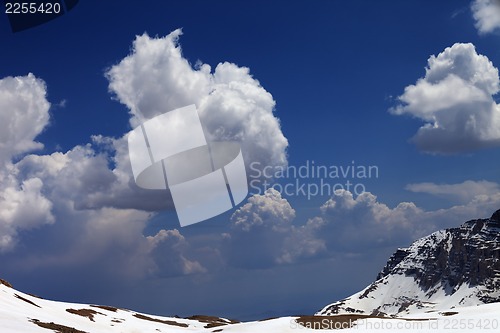 Image of Blue sky with clouds in snow mountains