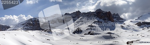 Image of Panorama of snowy mountains