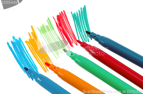 Image of hand draw color felt-tip pen paint isolated 