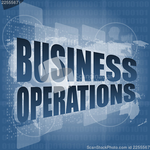 Image of business operations word on digital touch screen