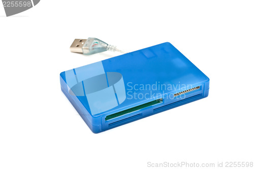 Image of Blue universal cardreader, isolated on white background