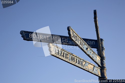 Image of sign post on the beach