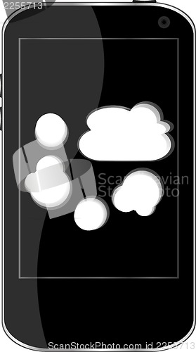 Image of Smartphone with abstract cloud computing symbol on a screen