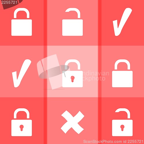 Image of red padlock and check mark tick set