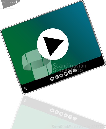 Image of Media player set with play button on abstract background