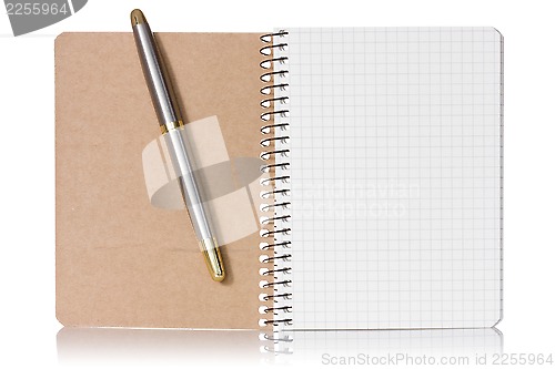 Image of Opened notebook and pen