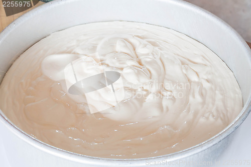 Image of Home made vanilla cake prepare for baking