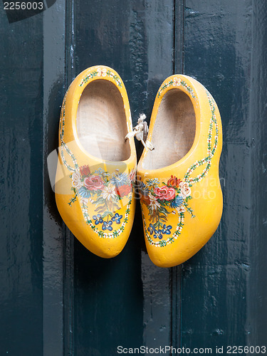 Image of Dutch wooden shoes hanging