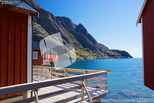 Image of Fishing huts in fjord