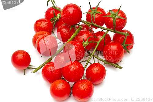 Image of Ripe cherry tomatoes on white background