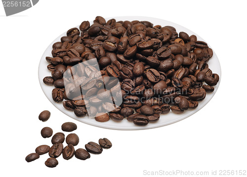 Image of White saucer with coffee grains