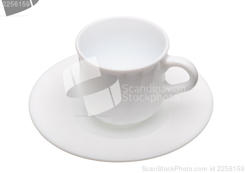 Image of White coffee cup with saucer