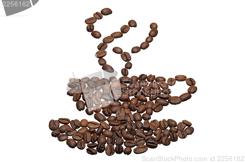 Image of Coffee grain in a pattern cup and saucer