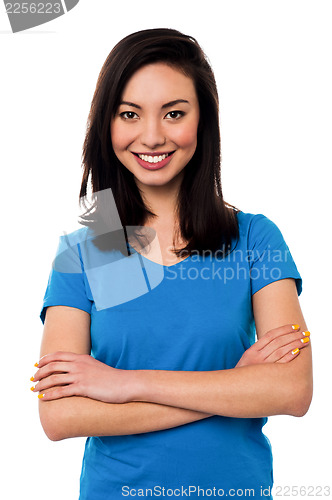 Image of Attractive girl posing confidently