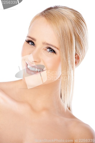 Image of Portrait of cute blond woman