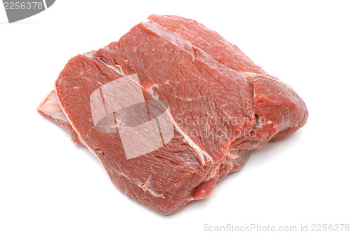 Image of Piece of raw beef on white