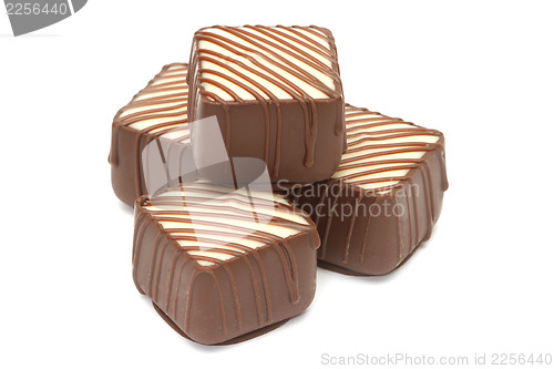 Image of Chocolate pralines on white background