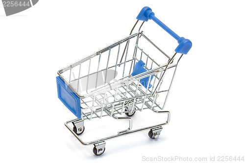 Image of Blue shopping cart on white