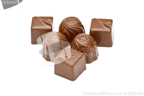 Image of Chocolate pralines on white background