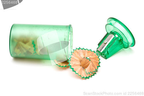 Image of Green sharpener on white background