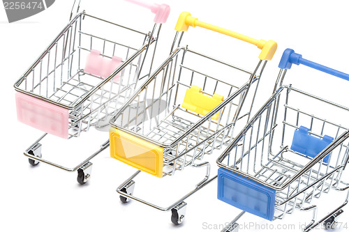 Image of Shopping carts on white, closeup