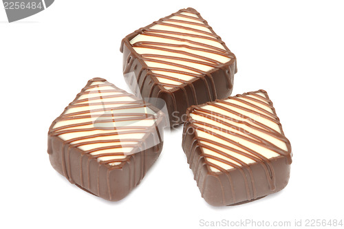 Image of Chocolate pralines on white background