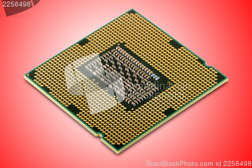 Image of Central processor unit, isolated on red background