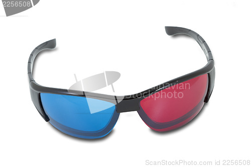 Image of Anaglyph stereoscopic glasses, isolated on white background