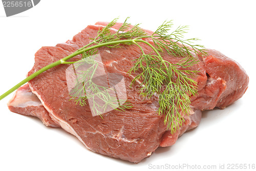Image of Piece of raw beef on white