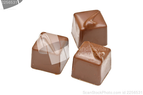 Image of Chocolate pralines on white background