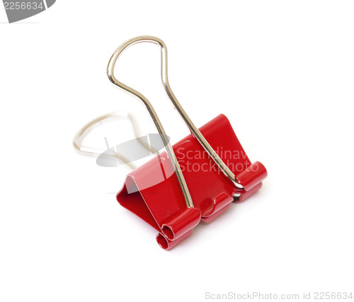 Image of Red paper clip closeup