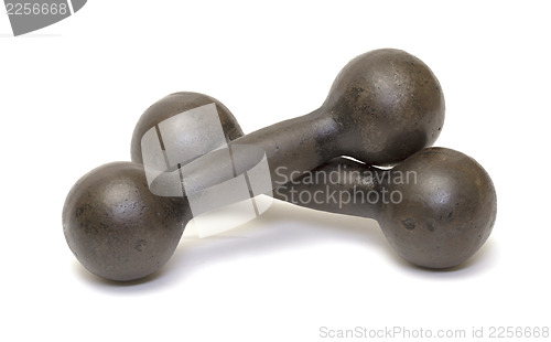Image of Old rusty iron dumbbells