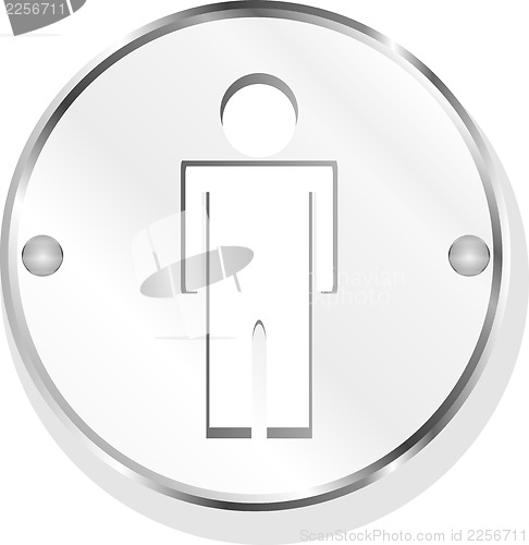 Image of man on metal internet button original illustration