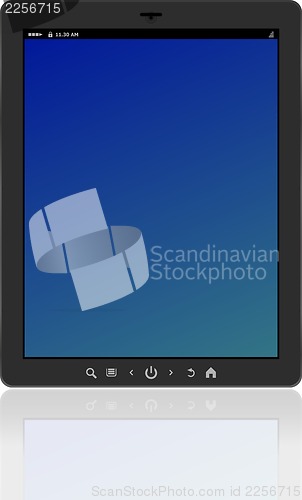 Image of Photo-realistic vertical tablet pc set with blue screen