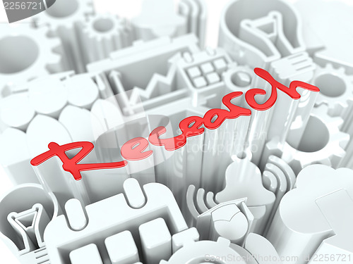 Image of Research Concept on White Background.