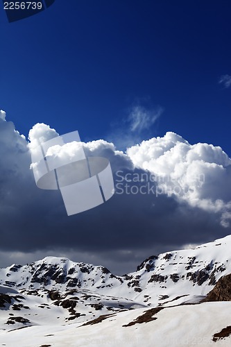 Image of Snowy mountains and blue sky