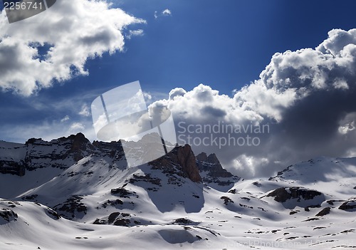 Image of Panoramic view of snow mountains